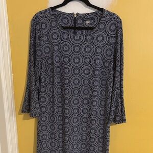 Tommy Hilfiger Navy Geometric Long Sleeve Dress